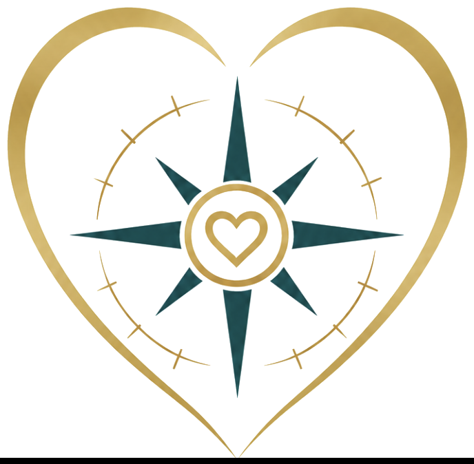 The Care Compass logo. A gold heart holding a compass